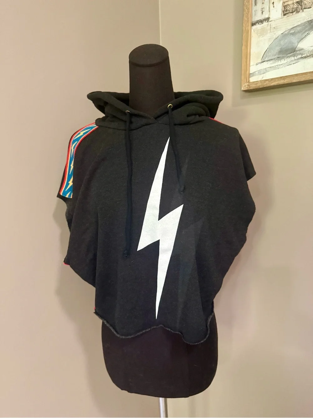 Aviator Nation Black Hoodie with white lightning bolt